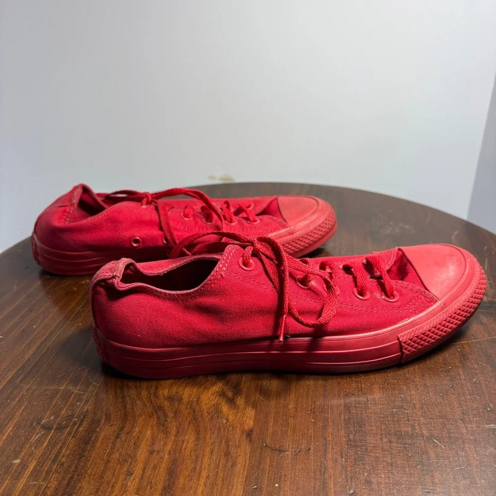 Converse Shoes Mens 6 Womens 8 Red Chuck Taylor All Star Monochrome Low Top - Picture 5 of 10